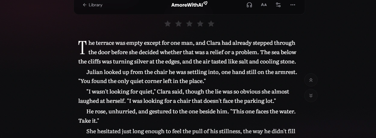 Reading and continuing a story in AmoreWithAI
