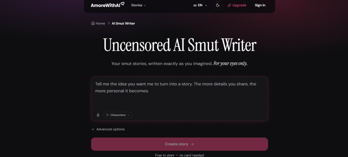 AmoreWithAI AI smut writer and story generator tool