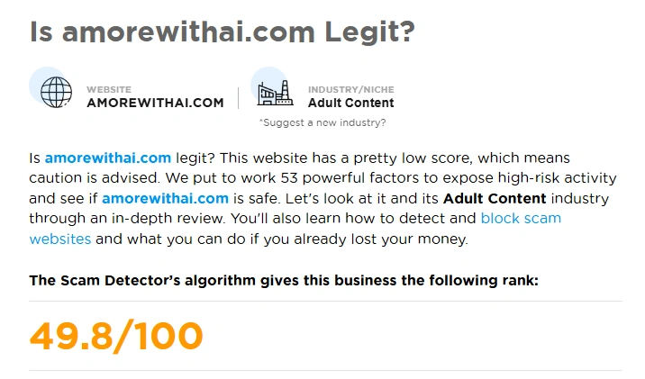 AmoreWithAI Gridinsoft trust score result