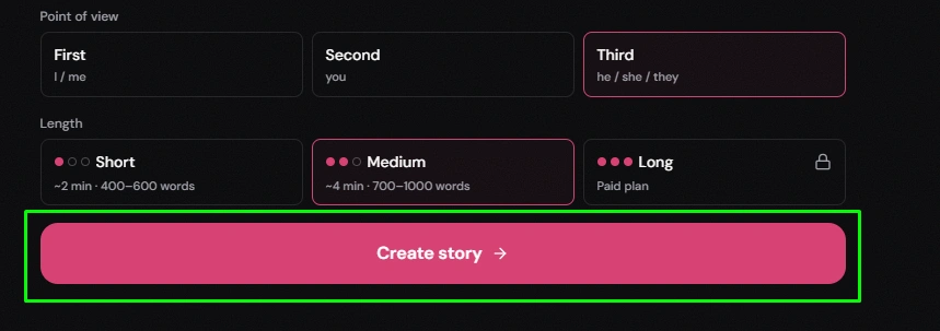 Generating a story in AmoreWithAI