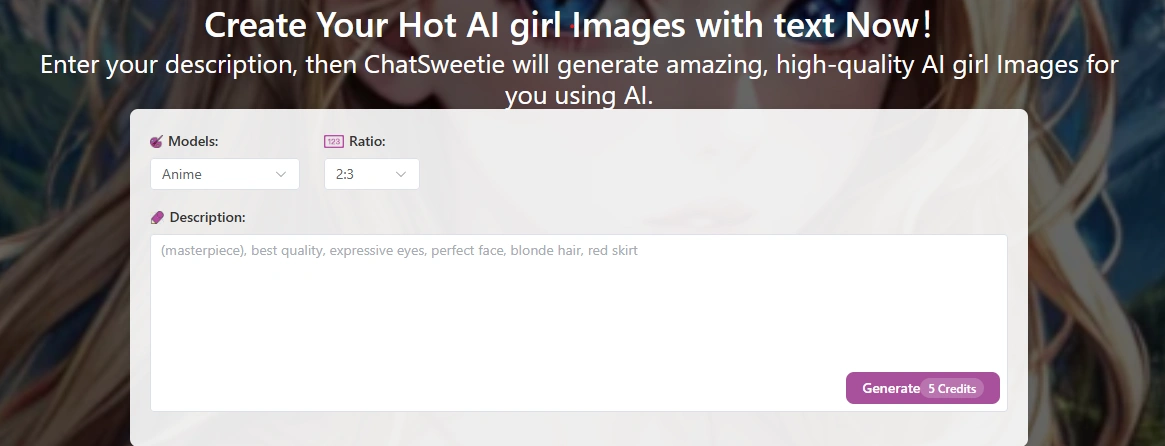 ChatSweetie AI image generation feature