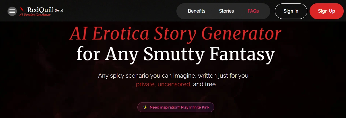 RedQuill AI erotica generator - alternative to DeepFiction