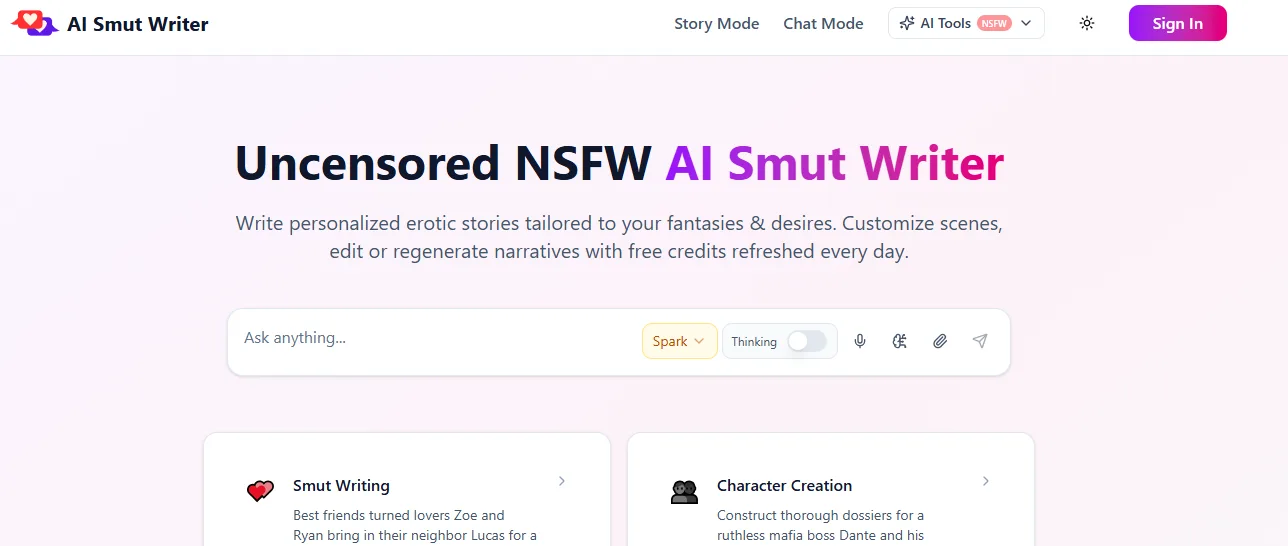 AISmutWriter - alternative to DeepFiction AI