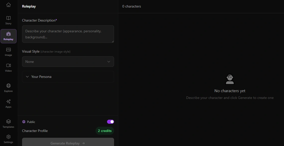 DeepFiction AI interactive roleplay feature