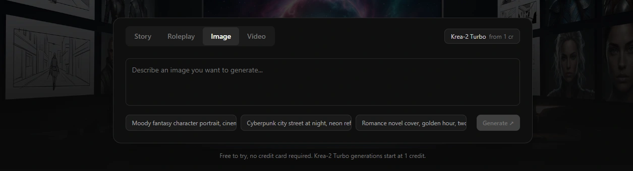 Picking a creative mode in DeepFiction AI