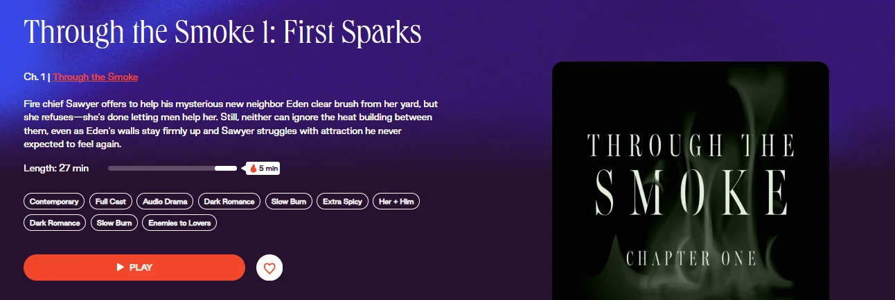 Listening to a Dipsea audio story with playback controls