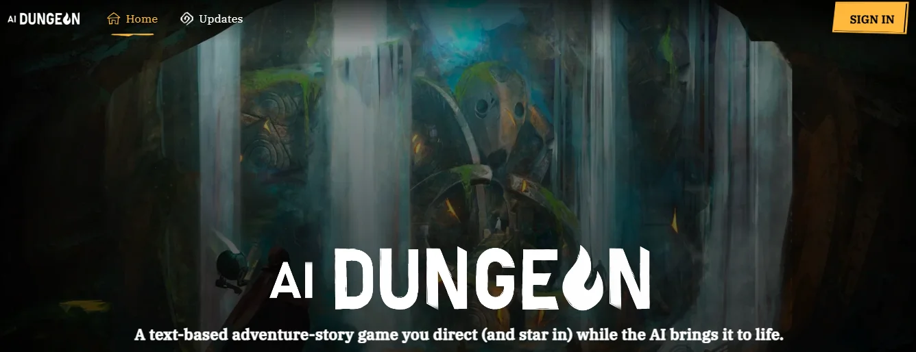 AI Dungeon interactive text adventure platform