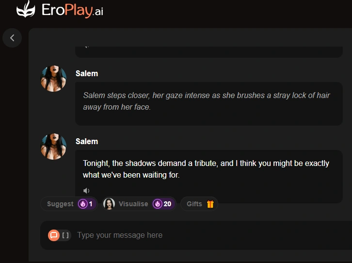EroPlay AI chat and roleplay feature