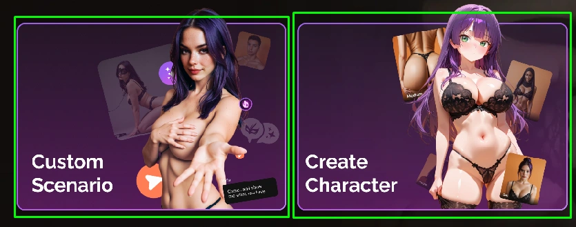 Choosing a character or scenario in EroPlay AI