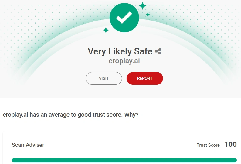 EroPlay AI ScamAdviser trust score result