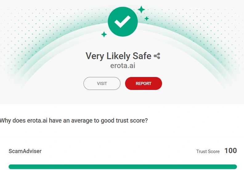 Erota AI ScamAdviser trust score result