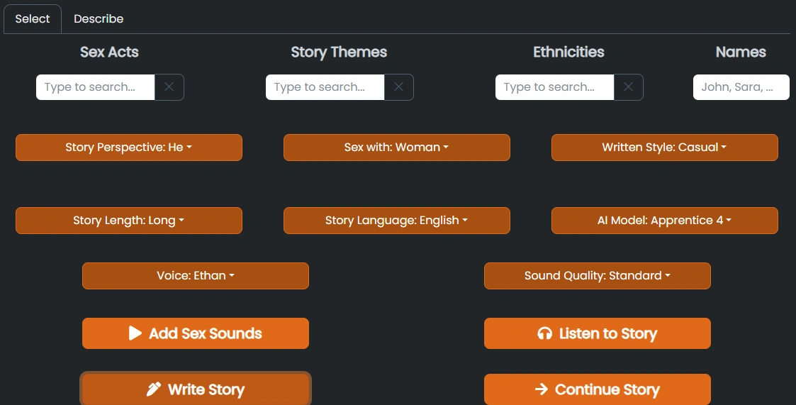Setting up a story in Erota AI with genre and setting