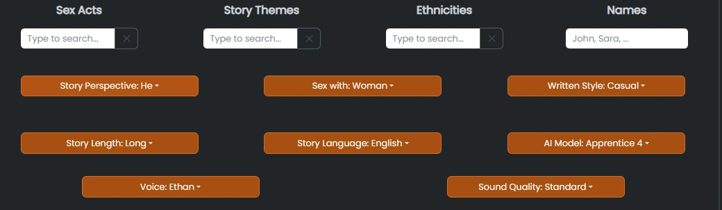 Erota AI story customization options