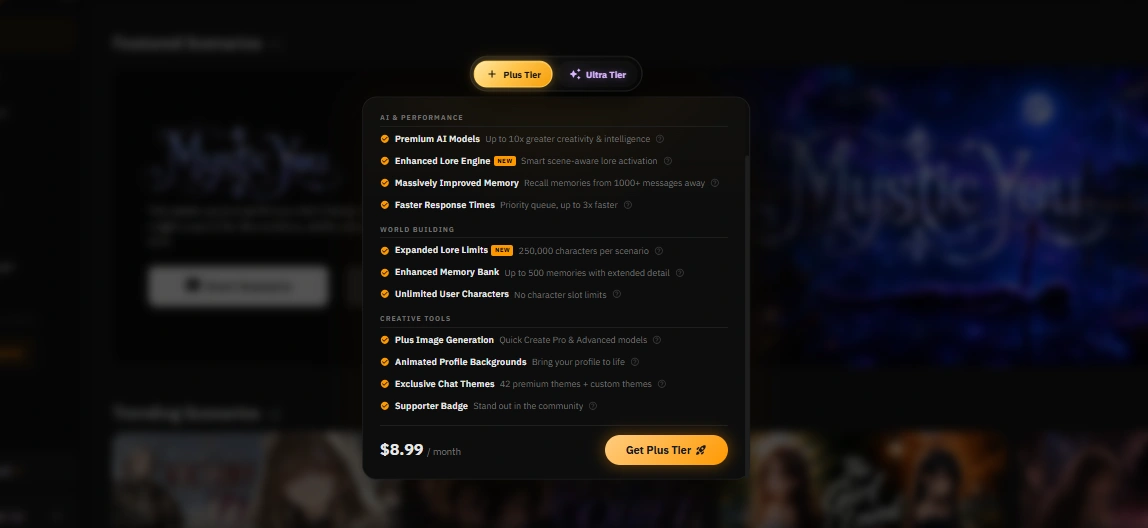 FictionLab AI Plus subscription tier