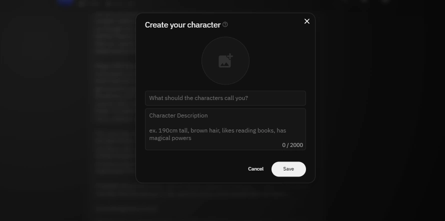 FictionLab AI character creation options