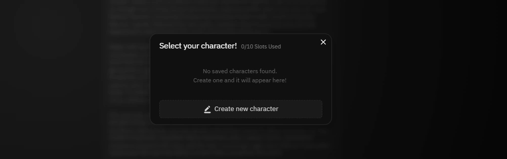 Selecting or creating a character in FictionLab AI