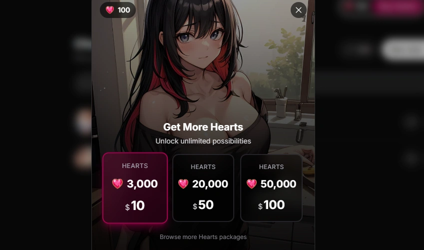 Girlfriendly AI hearts based usage system