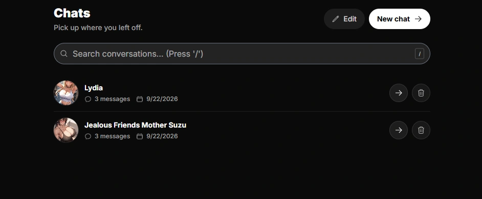 Girlfriendly AI chat profiles feature
