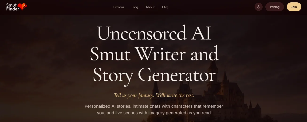 SmutFinder AI story generator - the top Melt Stories alternative
