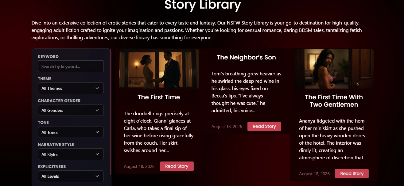 NSFWStory story library and 10 language support