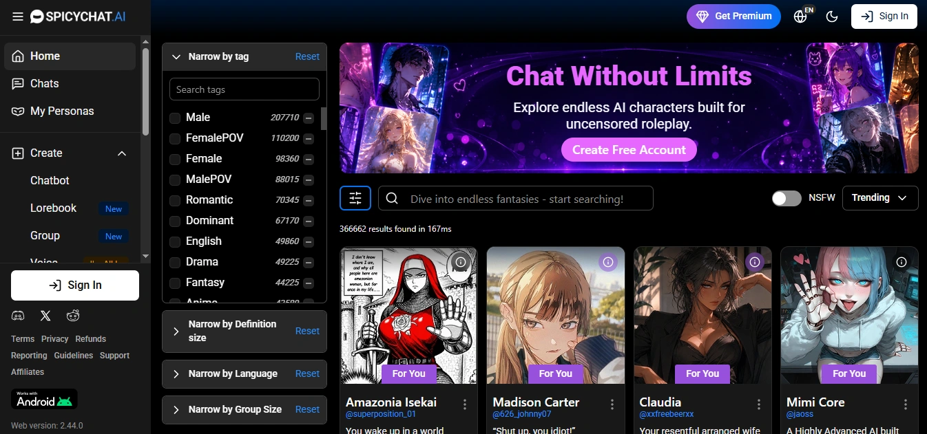 SpicyChat AI character roleplay platform alternative to Pirr AI