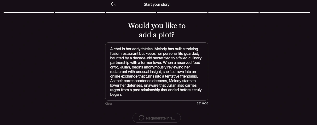 Pirr AI story mood and vibe selection screen