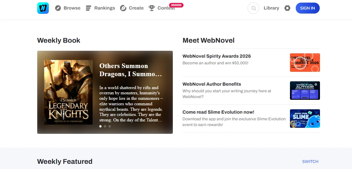 Webnovel platform for serialized adult stories