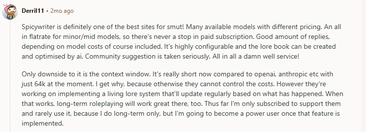 Reddit user reviews of Spicy Writer AI