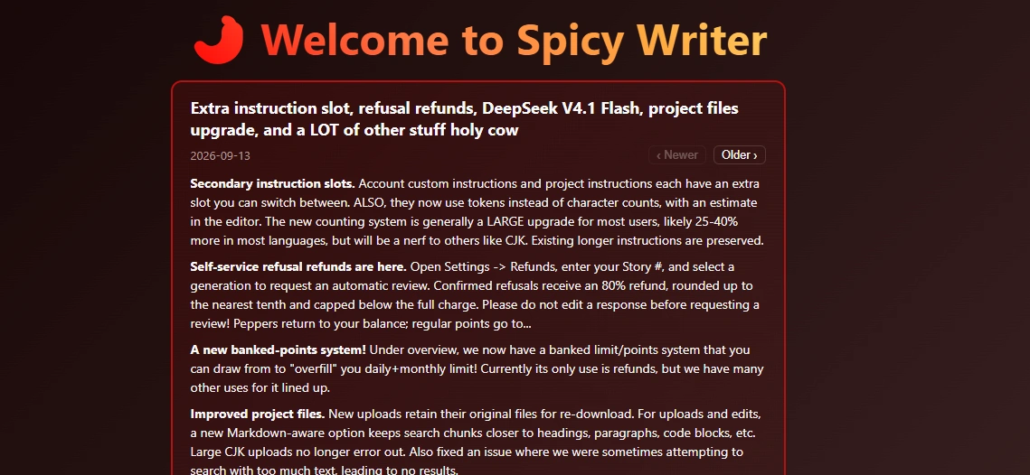 Spicy Writer AI story writing platform homepage