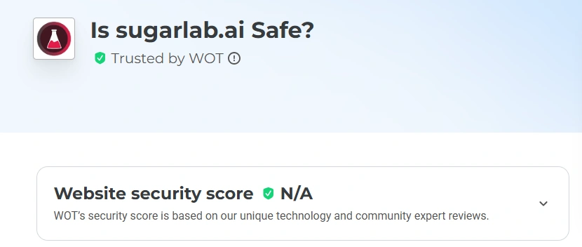 Sugarlab AI MyWOT community trust rating