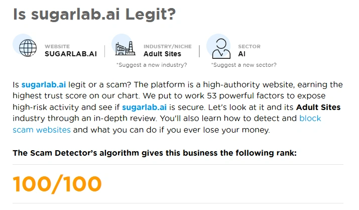 Sugarlab AI Gridinsoft safety rating
