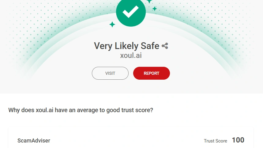 Xoul AI ScamAdviser trust score result