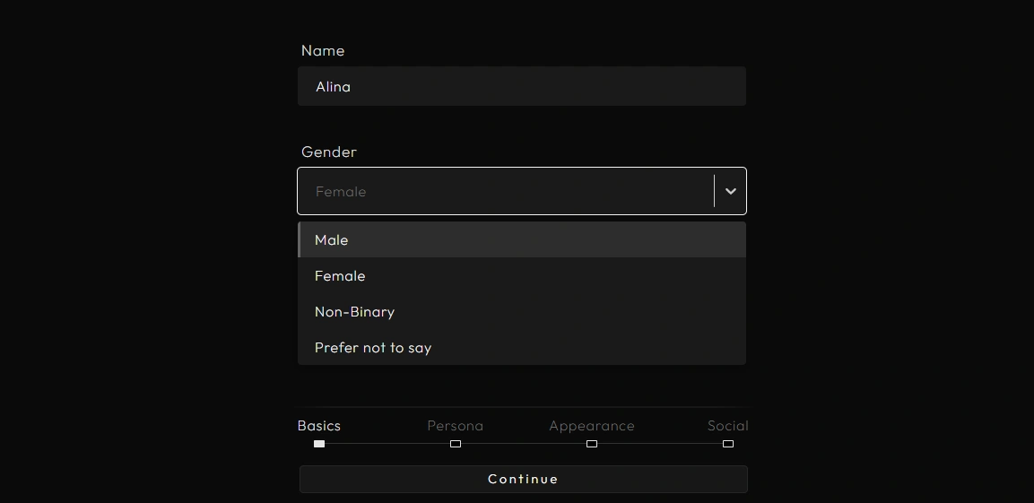 Xoul AI character creation options