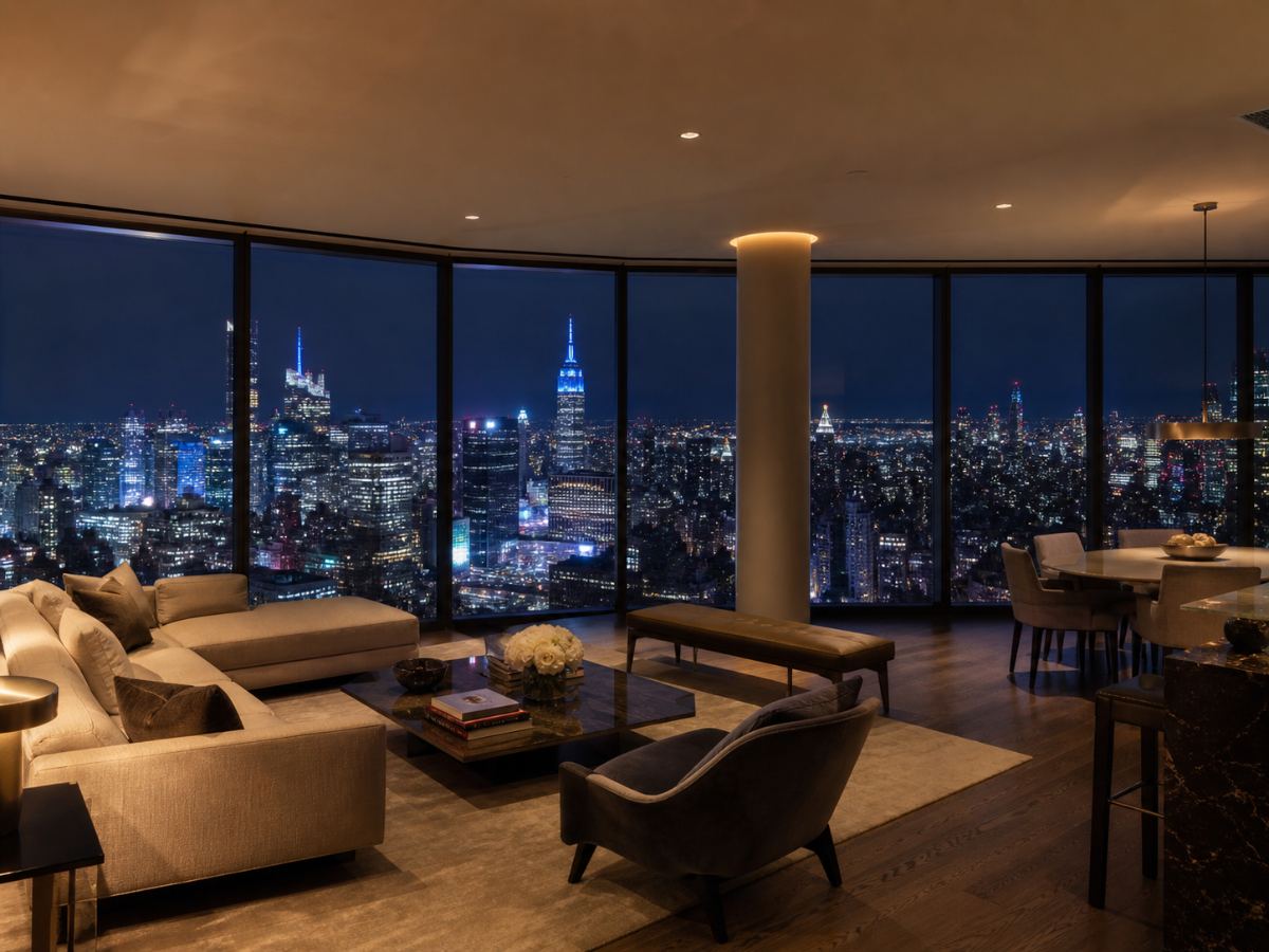 Penthouse skyline at midnight